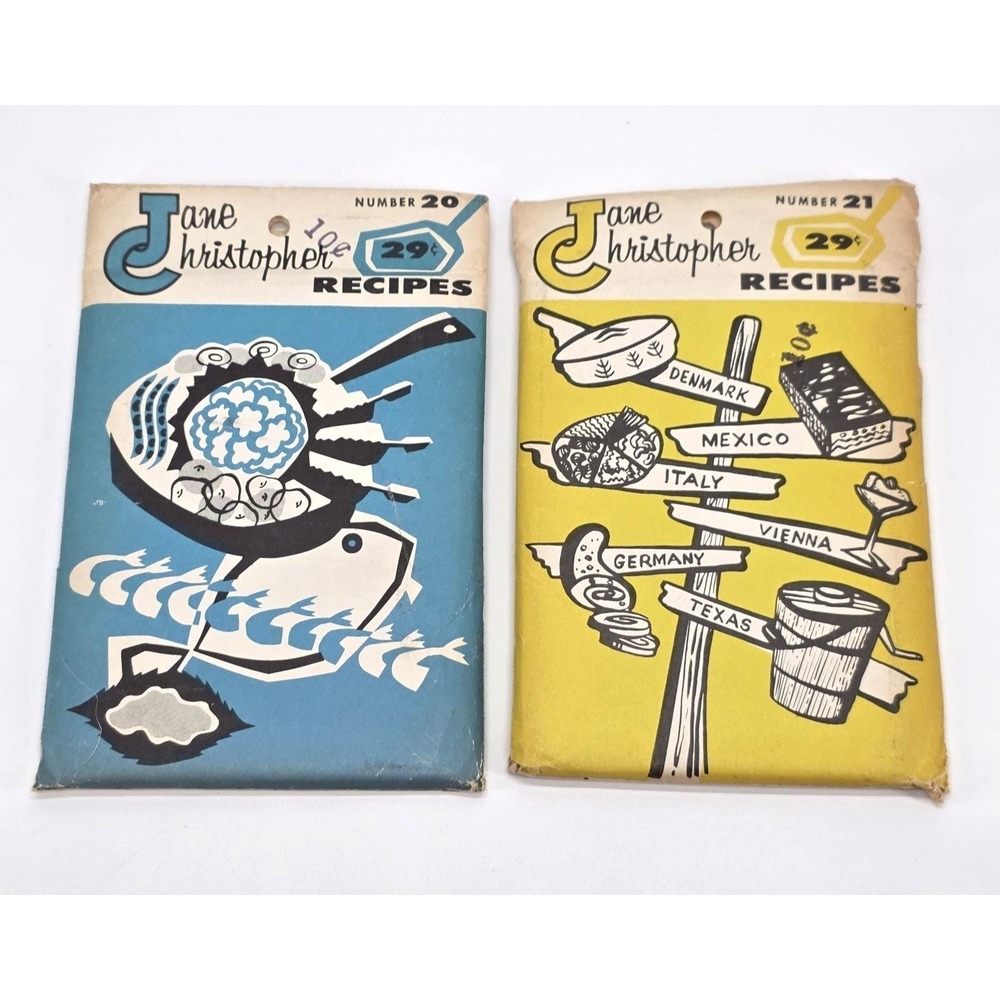 Vtg 1955 Jane Christopher Recipes Cards Packet 20 21 Fish Crab Shrimp Desserts